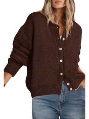 Long Sleeve Button Down Open Front Chunky Knit Cardigan Sweater